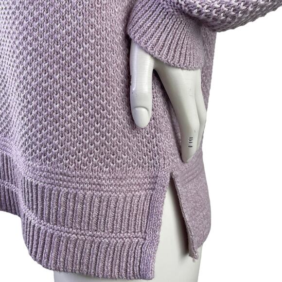 Old Navy Lilac Crew Neck Loose Knit LS Sweater Side Slits Ribbing Variations S M - Picture 9 of 13